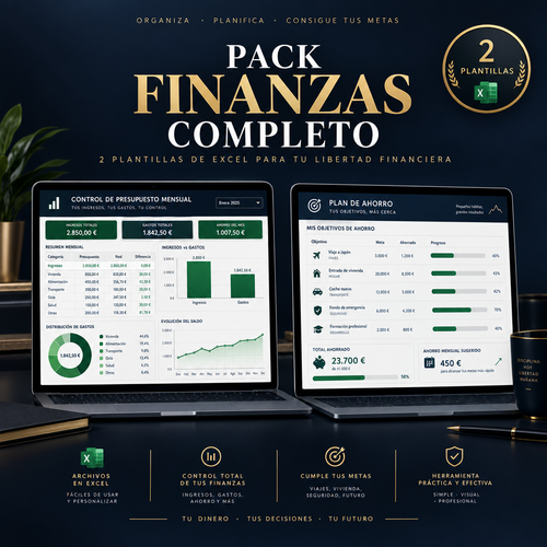 Pack Finanzas Completo — Mockup doble