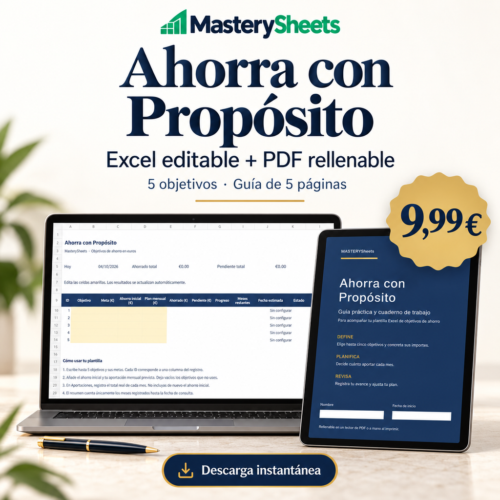 Ahorra con Propósito — Plantilla Excel de Objetivos de Ahorro